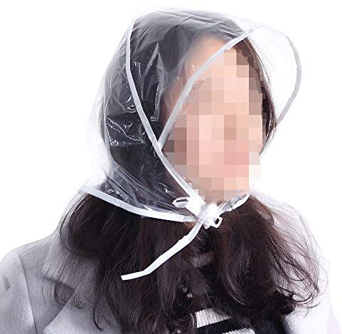 4 Stück Regenhut Kunststoff Motorhaube Schutz Frisur für Frauen und Damen klar Weiß