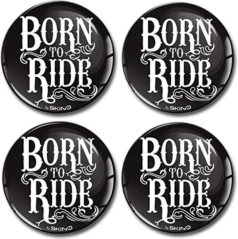 Biomar Labs® 4 x 50mm Aufkleber 3D Silikon Born to Ride Für Radkappen Nabenkappen Radnabendeckel Rad-Aufkleber Nabendeckel A 5750