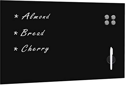 Tidyard Magnettafel Wandmontage Glas 100 x 60 cm Memoboard Schwarz Wandtafel magnetisch Whiteboard Korkwand Magnet Tafel Magnetpinnwand