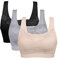 Vertvie Womens Strech Ohne Buegel Push up Yoga Sports BH Bra Top Set Fuer Fitnesstraining Polsterung 3er Pack(EU XL/Tag 2XL,Schwarz+Haut+Hellgrau)