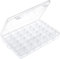 Outuxed Caja organizadora de plástico transparente con 36 rejillas para joyas, con divisores ajustables para cuentas, manualidades, pintura de diamantes, accesorios de pesca