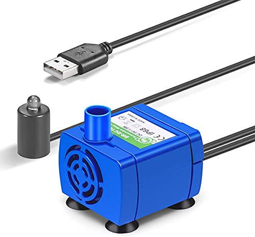 Katzenbrunnen Pumpe, Haustier Wasserpumpe,Ersatzpumpe Trinkbrunnenpumpe für 2,4L Automatischer Katzenbrunnen, DC5V 1.5W verbrauchsarme pumpe mit LED-Licht, 5,9ft Kabel, Super Stille