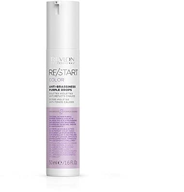 RE/START Color Anti-Brassiness Purple Drops, 50 ml, Anti-Gelbstich Beauty Drops, zur Neutralisierung von unerwünschten Gelb- & Orangetönen in der Haarfarbe, für getöntes Blond