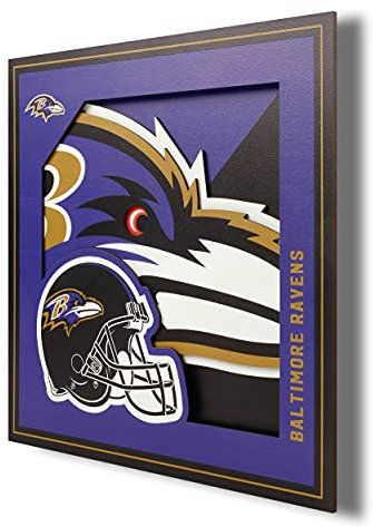 YouTheFan NFL Baltimore Ravens 3D-Logo-Serie, Wandkunst, 30,5 x 30,5 cm, Teamfarben
