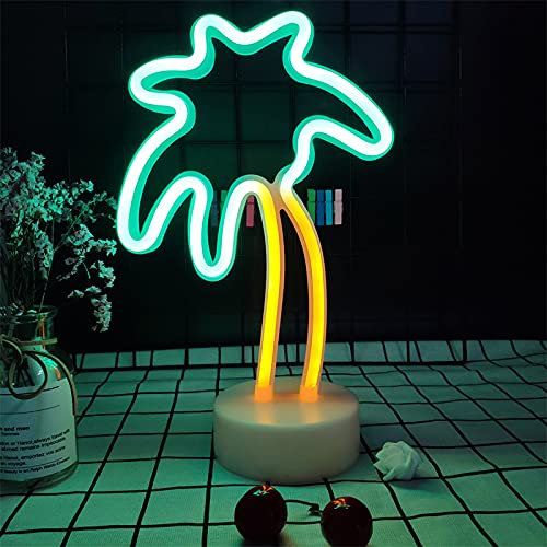 LED Kokosnuss Neonlicht Palm Baum Neonzeichen Neon Nachtlichter mit Halter Base Dorm Decor Light Marquee Zeichen Tischdekor Für Geburtstag Hochzeit Kinderzimmer Wohnzimmer Dekor