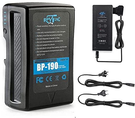 190 Wh (13400 mAh) V Mount/V-Lock Battery Compatible Video Camera Camcorder Broadcast LED Light with D-tap Output Cable and D-Tap Charger