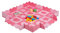 Relaxdays Tapis de Sol Puzzle 52 pièces, Mousse EVA, sans polluants, 1,4 m2, Dalle Jeu bébé Bord, Diff Motifs, Rose