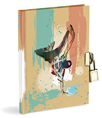 Diario segreto con lucchetto in metallo e 2 chiavi Dimensioni cm14,5x18, 64 fg bianchi equivalente a 128 pg Un diario speciale per ragazzi un amico a cui scrivere amicizie pensieri amori, Break Dance