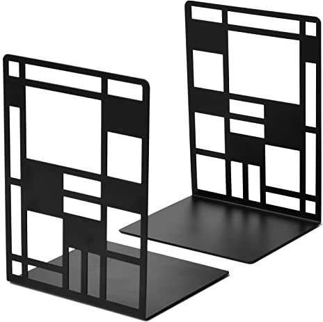 Jinlaili 2PCS Serre Livres en Métal, Serre-Livres Robustes pour étagères, Serre-Livres Décoratifs, Cale Livre avec Base Antidérapants, Porte-Livre,Noir Serre Livres Invisible pour Écoles Bureau Maison