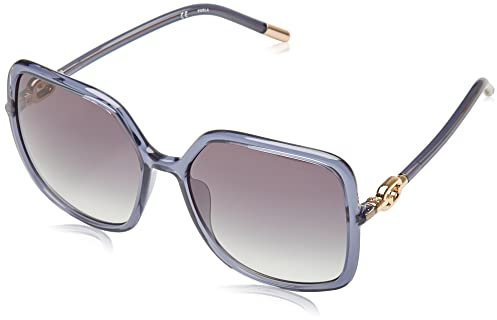 Furla SFU536 Sunglasses, Blu Trasparente Lucido, 58 Unisex-Adulto
