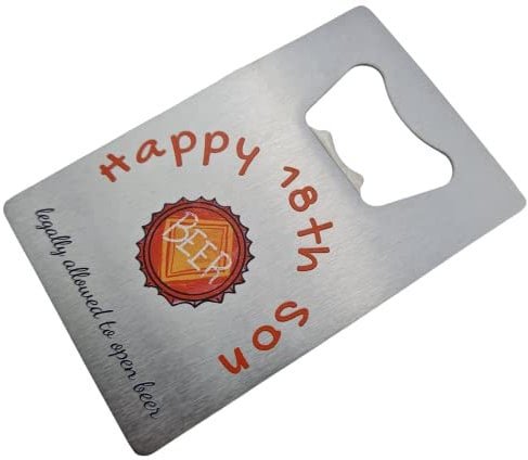 Pirantin Aluminium Beer Bottle Opener, Happy 18th Son, Now Legal to Have Beer