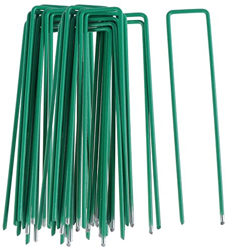 Fippy 50 Gartenheringe Heringe Gartensicherung Heringe Zeltklammern U-förmige Verankerung Heftklammern Heavy Duty Garden Ground Pegs zur Sicherung von Bodenabdeckung (grün)