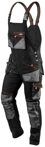 NEO TOOLS HD Slim Arbeitshose, Taschen, 60% Baumwolle, körpernahe, profiliertes Knie, Dreifachnähte, abnehmbare Beinöffnungen, Beinverlängerung, elastischer Bund, reflektiere (XXXL)