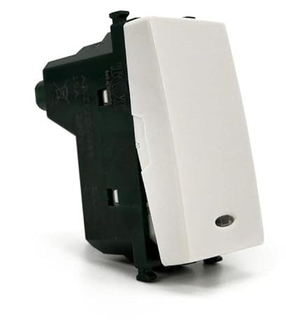 Vetrineinrete® Pulsante con spia luminosa compatibile con vimar plana interruttore relè 10A 250V invertitore deviatore campanello (Bianco)