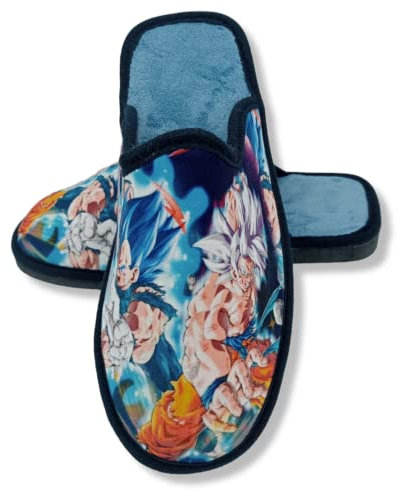 HECHO EN ESPAÑA Zapatillas de Estar por Casa - Pantuflas de Hombre - Calzado Destalonado - Calzado Ligero - Zapatillas Originales - Zapatillas Perfectas para Regalar (SON GOKU Y VEGETA, numeric_39)
