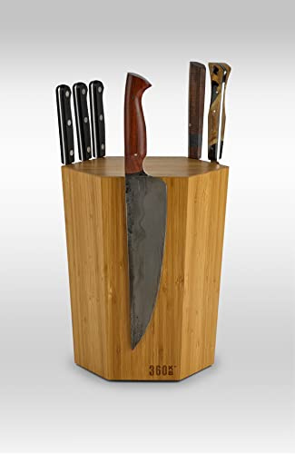 The 360KB ™ (Honey Bamboo) magnetic, rotating, handmade - shortest member of the 360 Knife Block ® family
