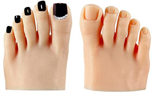 1 Paire de Modèle de Pied en Silicone, Affichage D'entraînement D'art D'ongle Faux Demi-Pied Modèle Pédicure Tatouage Pratique Modèle de Pied en Silicone (Couleur de peau moyenne)
