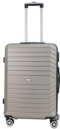 VIDA since 1995 Valise Rigide Taille Moyen VR629 Volume Extensible Roues doublons (Champagne(Gold), M - Medium - 55L-76L- 67x44x27cm - 3,6kg)