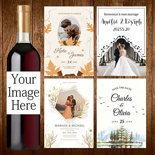 Etichette personalizzate per bottiglie di vino, impermeabili, per compleanno, fidanzamento, matrimonio, decorazione adesiva personalizzata (40 pezzi, 9 x 12,7 cm)