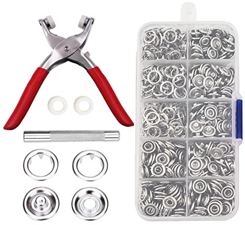 Rianpesn Pince à Bouton-Pression - Boutons-Pression en métal - Pince à Main à Boucle à Cinq Griffes, Fermeture à Pression Robuste pour Couverture Bateau, Toile, Couture, pièges