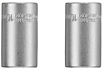 kwb 10 mm Steckschlüssel-Einsatz aus CV-Stahl (Antrieb: 1/4 Zoll Innenvierkant, Wellenprofil, Ecken gerundet, Schonung der Kanten, matt verchromt) (Packung mit 2)