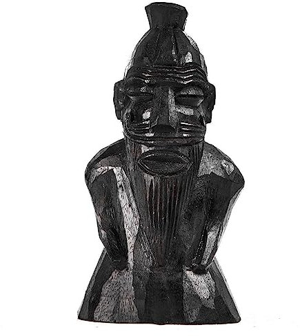 Windalf Holzfigur FREYR 15 cm Gartenfigur Kleine Holzdeko Geschwärzt Handarbeit Holz
