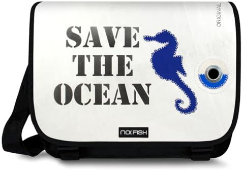 Laptoptasche Schultertasche Sail XL Seepferd, Recycling Segeltuch