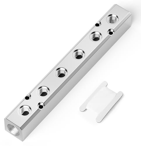 TAILONZ PNEUMATIC Silver 6 Way Pneumatic Shunt Aluminum Block Pneumatic Manifold Air Distribution Block Air Path Exhaust air Source Distributor,Compressed Air Manifold Pneumatic Block,Gas Divider