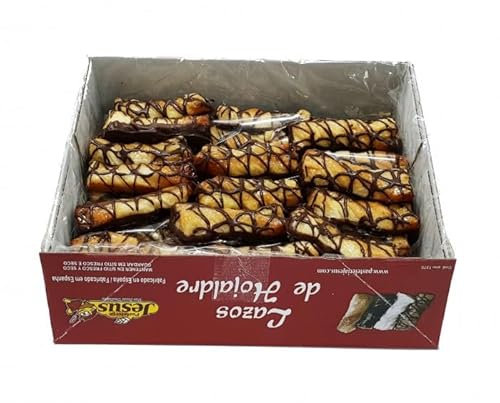 Lazos Hojaldre Cebra Jesus - 2,5 Kilos - Lazos de Hojaldre con Cobertura parcial de Chocolate. - Lazos Hojaldre Artesanos Cebra