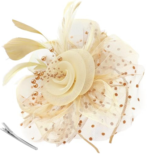 AQOKKA Women Fascinators Hats Flower Fascinators with Headband and Clip Tea Party Headwear for Women and Girls