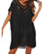 Qianderer Women Cover Up Beach Dress Hollow Out Beachwear Bikini Swimsuit Bathing Suit Cover Ups Dress (Black, One Size)