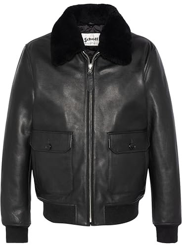 Schott NYC Lcaviation24 Giacca in Pelle, Nero, S Uomo