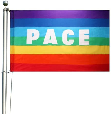 Bandiera pace grande,Bandiera Pace Arcobaleno,Bandiera Pace 90x150cm,Bandiera Arcobaleno 90X150cm,Bandiera Della Pace,Bandiere Pace,Rainbow Flag per Interno,Esterno,Giardino