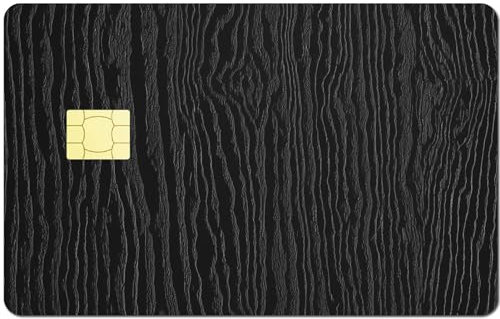 CREATCABIN Kreditkarten-Skins Mit Holzmaserung,Schwarzer Debitkarten-Skin-Aufkleber,Zum Personalisieren Bankkarten,Schutzaufkleber,Wasserfest,Entfernbar,Schmal,Für Transport Schlüsselkarten,19x14cm