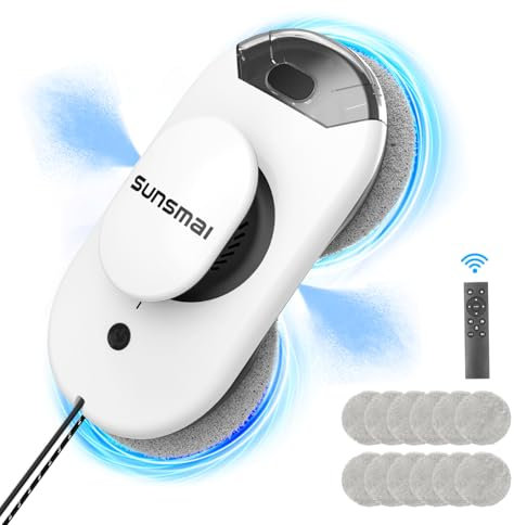 SUNSMAI Doppio getto d'acqua robot lavavetri, Automatic Path Planning robot lavavetri, Edge Detection lavavetri elettrico, cavo di alimentazione da 6,4 m Serbatoio dell'acqua da 50 ml