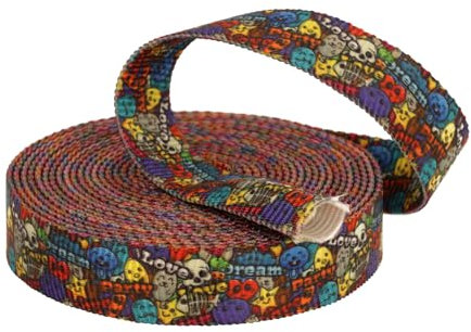 Kacperek - Gurtband Polyester - mit Aufdruck und Loch - Stark für DIY Abschleppseile und Gepäckgurt - Gewebeband - Gurtbänder für Taschen, Rucksack Band, Gürtel - 10m Lang - Breite 25 mm - Traum Party