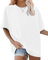 florynova Womens Tops Summer Oversized Tshirt Crewneck Short Sleeve Casual Blouse（White，L