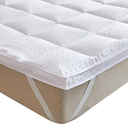 Bedecor Sobrecolchon de Microfibra 160x190, Muy Suave y Comodo Cubre Colchon con Diseño Antideslizante, 3D Massage Bubbles Lujoso Topper 160x190, Funda Colchon Antialérgico y Lavable a Maquina