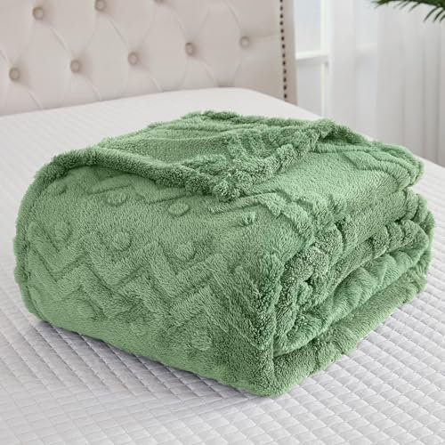 WONGS BEDDING Kuscheldecke Grün Flauschig Decke, Sofadecke Wolldecke 150x200 Wohn- & Kuscheldecken, Warme Weiche Fleecedecke Boho Decken überwurfdecke für Sofa Couch Bett