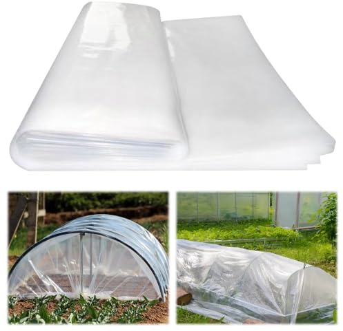 Heavy Duty Polythene Sheeting, 2 X 6M Plastic Dust Waterproof Sheets, Garden Grow Polythene Cover Sheets, Thick Clear Plastic Sheeting for Gardening, Greenhouse, Rubble Protection