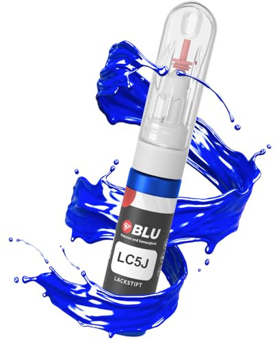 BLU Lackstift Auto kompatibel für VW LC5J BLAU LASERBLUE | Auto Lack Reparatur 2in1 Ausbesserungslack Pinsel + Nadel