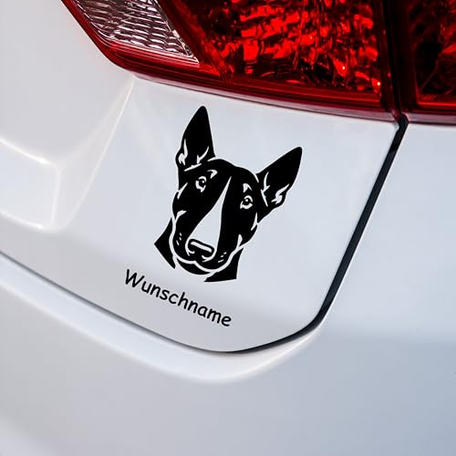 KLEBEKÖNIG Autoaufkleber - Bullterrier mit Wunschtext - Tuning Haustier Hobby Deko Sticker Aufkleber Custom Hund Dog