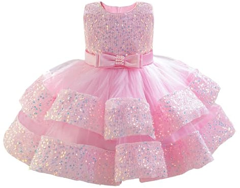 Miipat Vestito da Bambina Paillettes Tulle Senza Maniche Abito da Principessa per Bambina Ragazze in età Prescolare Vestiti da Festa Formali per Compleanni Matrimoni 80 12-18 Mesi