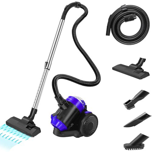 Aspirateur sans sac 1000 W avec technologie cyclonique avec filtre HEPA, brosse de sol pour parquet, tapis, carrelage, aspirateur cylindrique léger avec câble de 4 m, rayon d'action 10 m 1,5 l