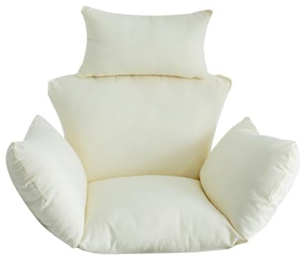 Egg Chair Kissen, Hängematte, Schaukel mit Kopfstütze, Kissen, weiches Sitzpolster für Camping, Veranda, Beige