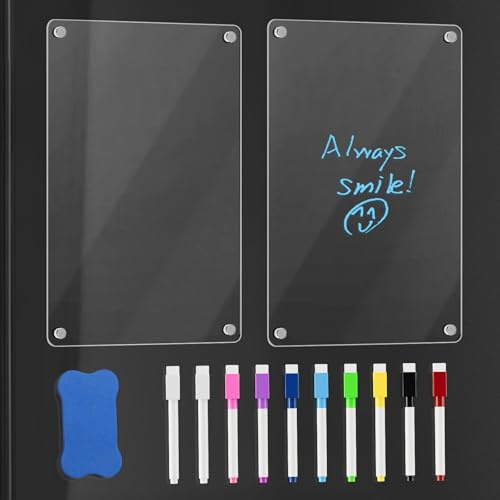 Rebanky 2 Acrylplaner für Kühlschrank, 30 x 20 cm, 10 Marker, Wochenplaner | Abwischbarer Wochen- und Monatsplaner mit Magnetradierer für Familie, Büro, Termine