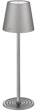 CILIO LED-Tischlampe SOLE, grau, dimmbare LED-Lampe mit Touch-Sensor und Memory-Funktion, ideal für Innen- und Außenbereiche, mit USB-C Kabel, Höhe 35 cm, Ø 11 cm