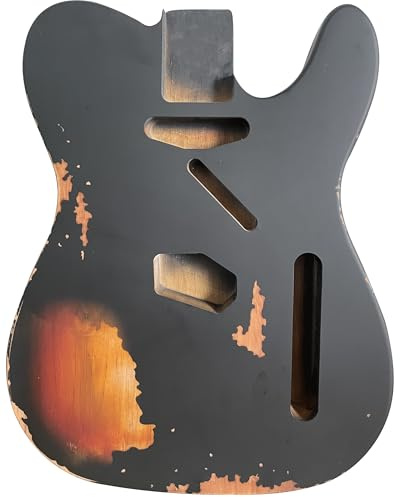 DIY Relic E-Gitarrenkörper Telecaster Style Nitro Top Erlenholz Gitarrenkörper SS Tonabnehmer Relic Guitar Body Schwarz