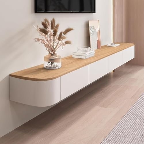 TV-Schrank 120-300cm Schwebender Aus Holz Wandmontierte -Konsole Mit 2 Schubladen Multifunktionaler TV-Ständer Mit Stauraum TV-Schrank Für Wohnzimmer(220 * 20 * 24CM)
