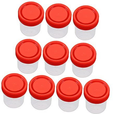 SKISUNO Lot De 10 Gobelets En Plastique 60 Ml Couvercle à Vis Étanche, Récipient D’échantillonnage Médical Pour Urine Et Matières Fécales, Usage Hospitalier Et Laboratoire
